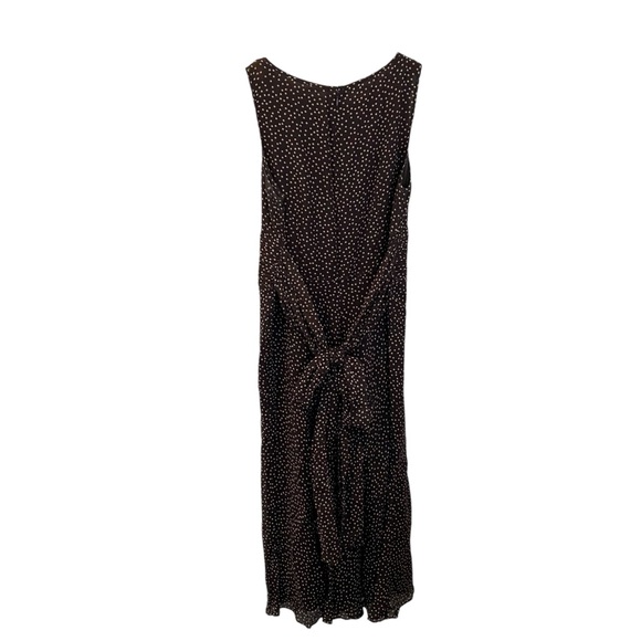 Adriana Papell 100% Silk Brown and White Polka Dot Maxi Dress - Picture 2 of 9